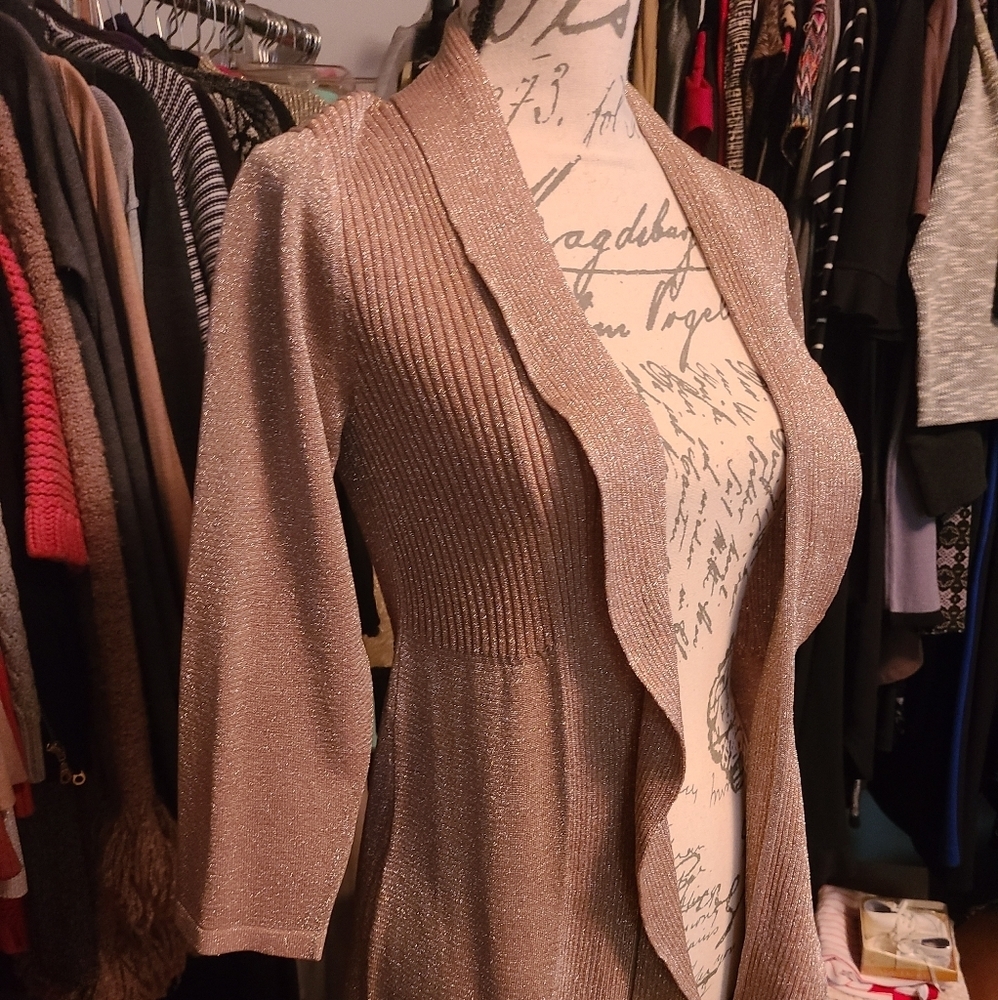 Hpjones Of New York Gold Lyrex Cardigan